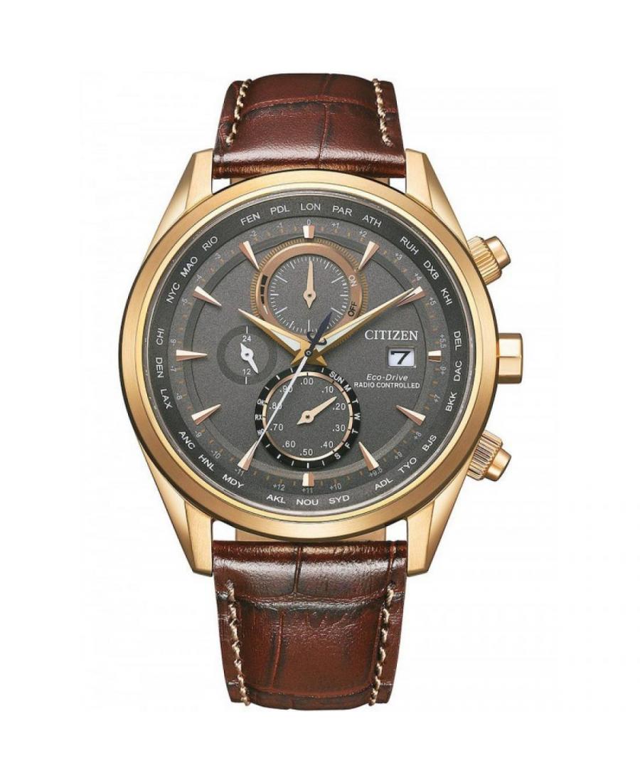 Men Japan Classic Functional Eco-Drive Watch Citizen AT8263-10H Brown Dial