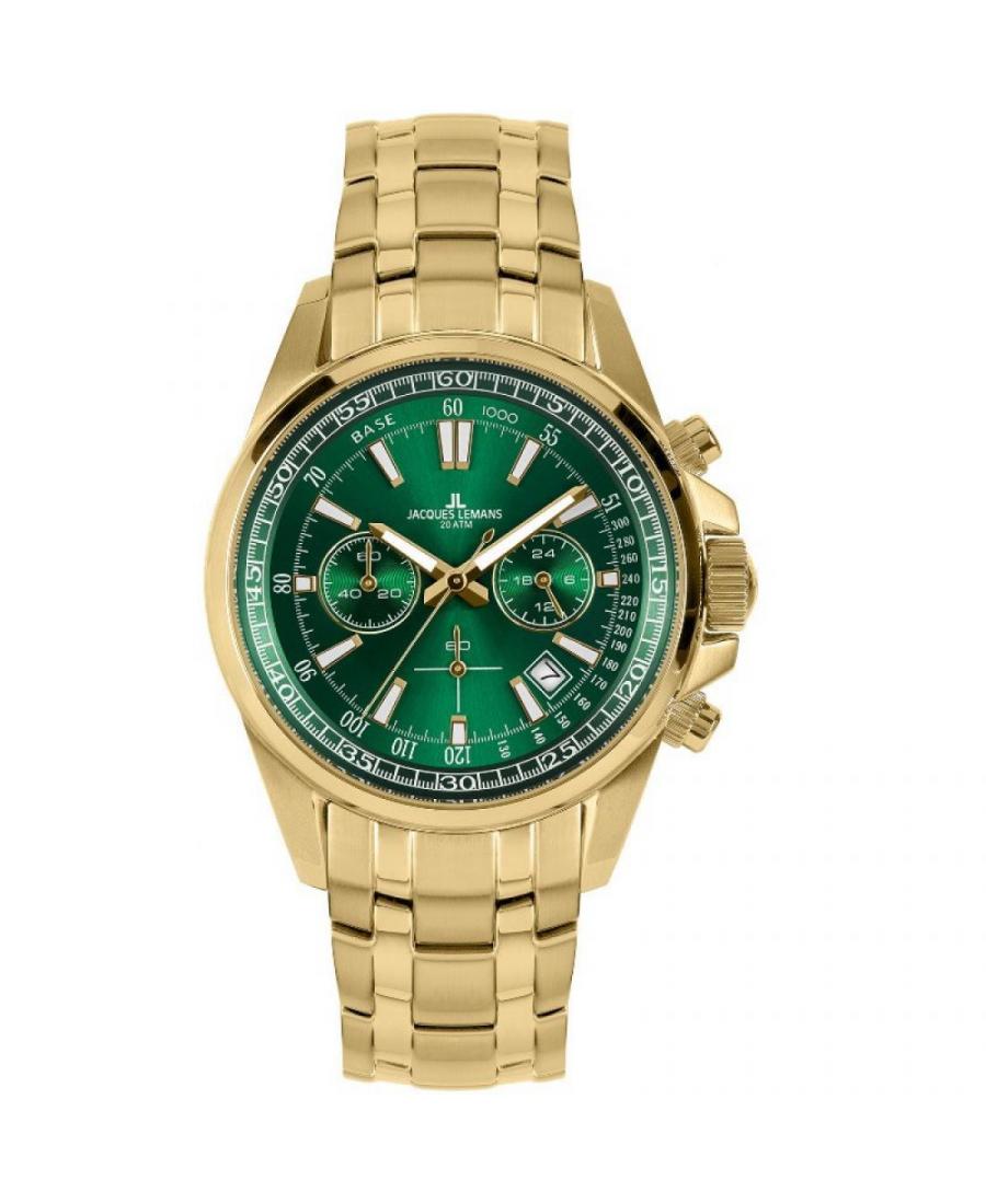 Men Classic Quartz Watch Jacques Lemans 1-2117P Green Dial
