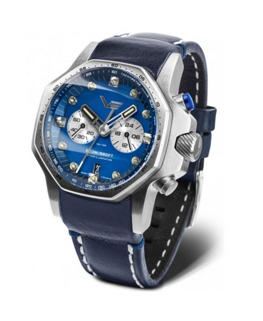 Mężczyźni Diver Luxury kwarcowy analogowe Zegarek Chronograf VOSTOK EUROPE VK64-640A700 Niebieska Dial 48mm