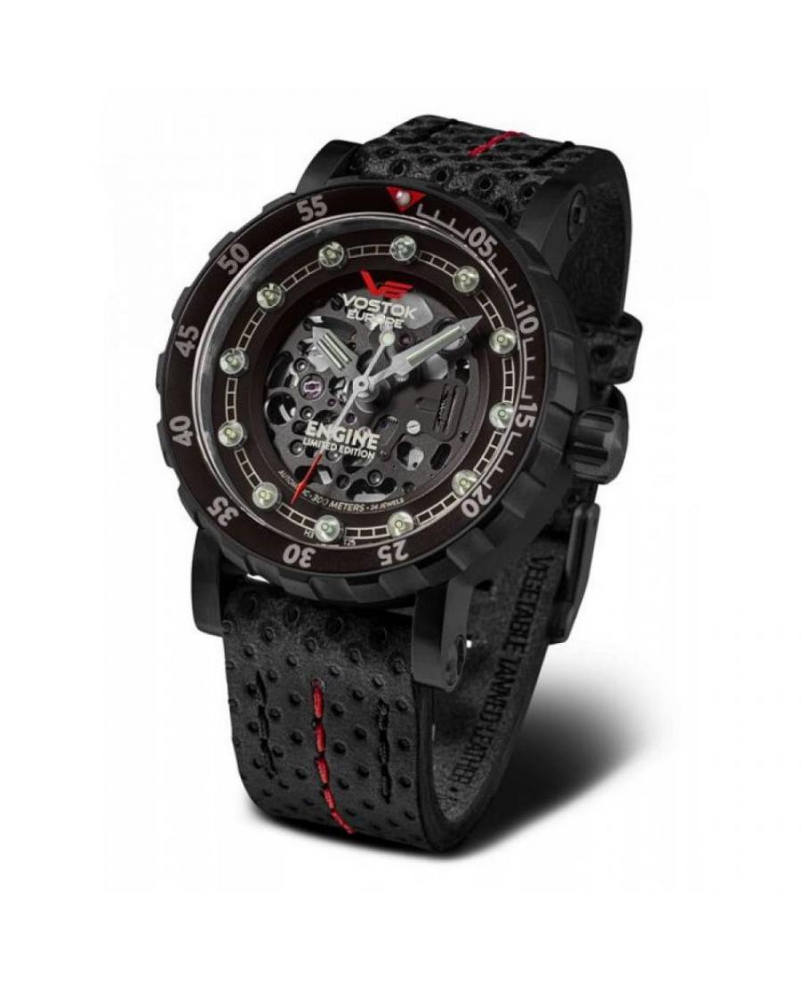 Mężczyźni Diver Luxury automatyczny analogowe Zegarek Szkielet VOSTOK EUROPE NH72-571C647 Czarny Dial 46mm