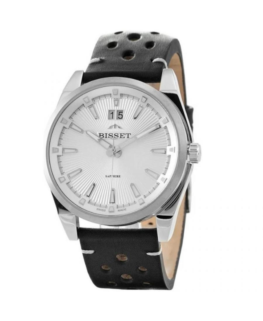 Mężczyźni klasyczny Szwajcar kwarcowy analogowe Zegarek BISSET ZEGBIS079 Srebrna Dial 43.3mm