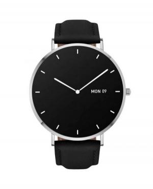 Men Fashion Sports Functional Smart watch Quartz Watch Garett Verona silver-black leather Black Dial