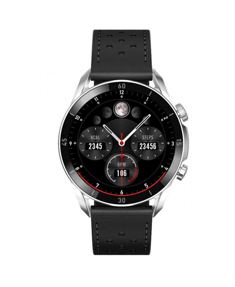 Men Fashion Sports Functional Smart watch Quartz Watch Garett Garett V10 Silver-black leather Black Dial