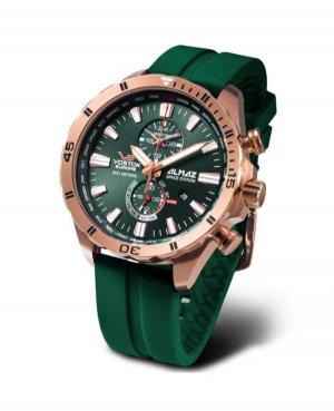 Men Fashion Sports Diver Quartz Analog Watch Chronograph VOSTOK EUROPE YM8J-320B656SIL/GREEN Green Dial 47mm