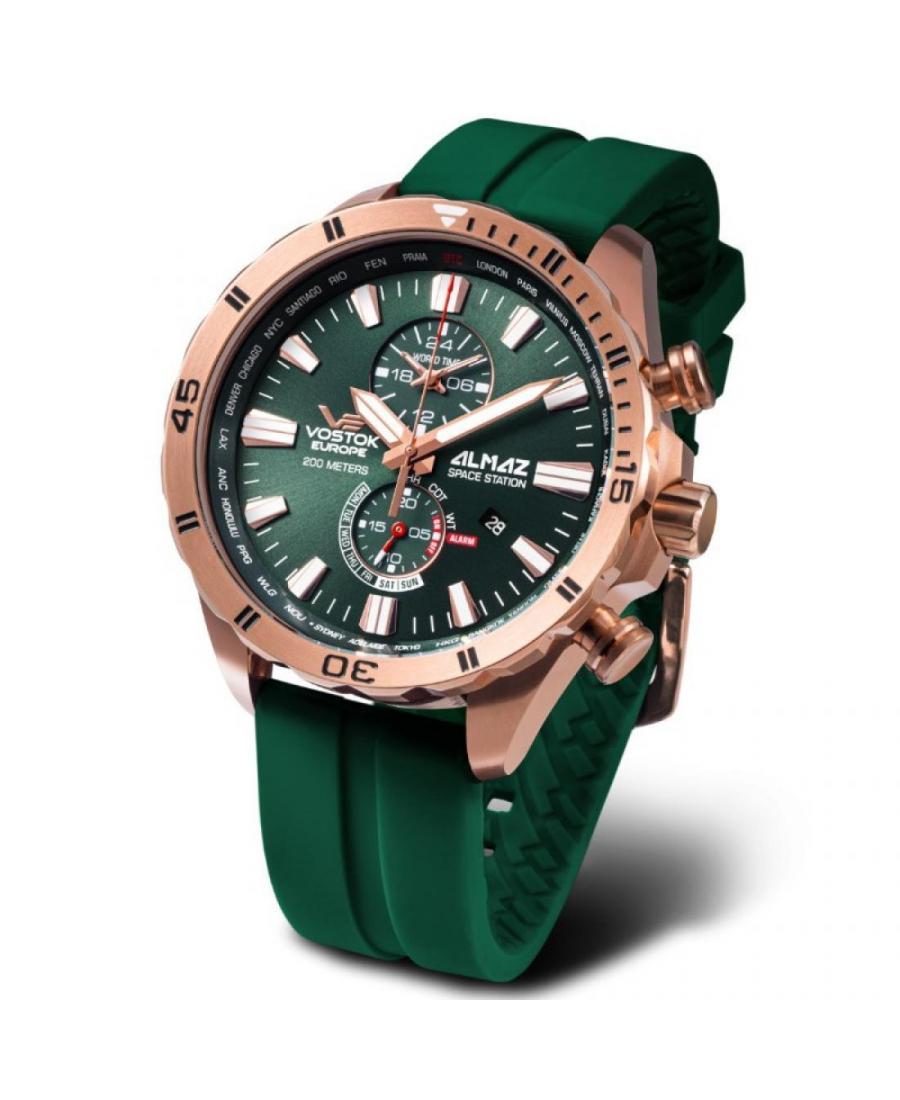 Mężczyźni Moda sportowy Diver kwarcowy analogowe Zegarek Chronograf VOSTOK EUROPE YM8J-320B656SIL/GREEN Zielony Dial 47mm