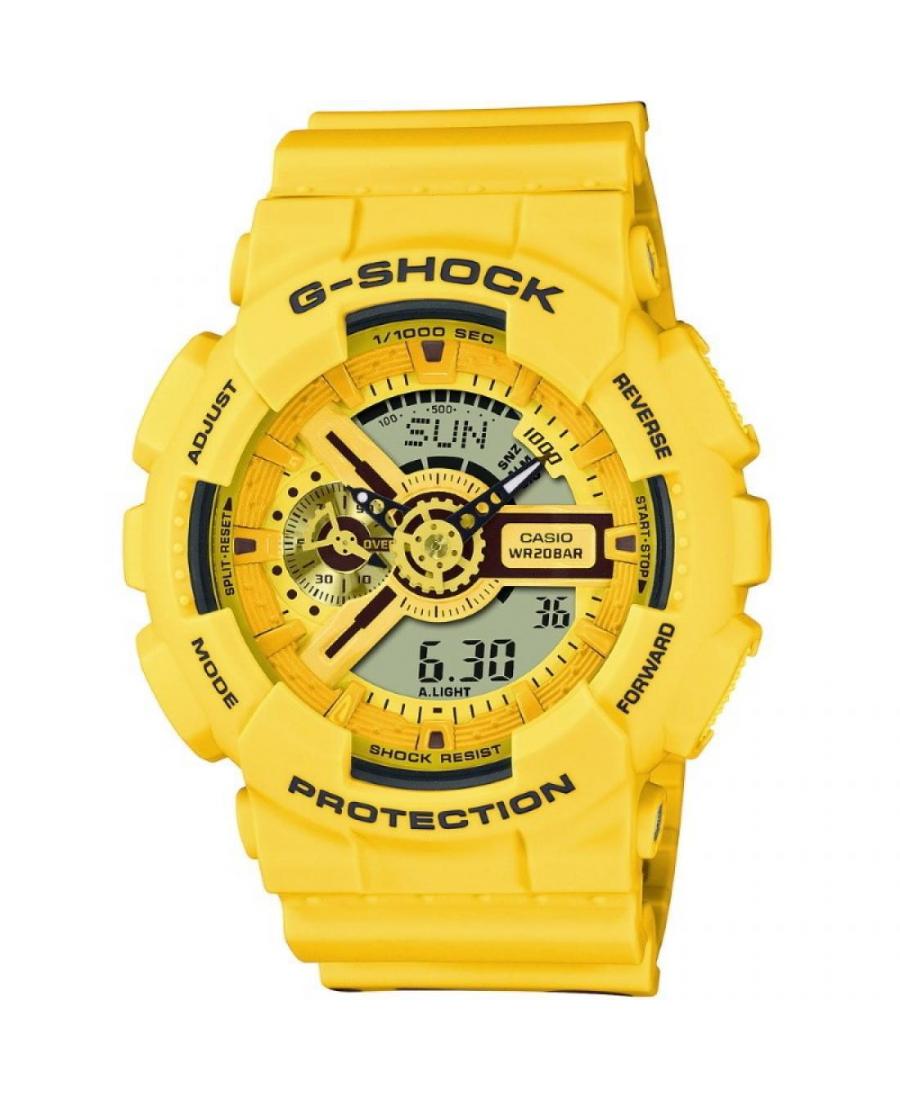 Men Sports Functional Diver Japan Quartz Digital Watch Timer CASIO GA-110SLC-9AER G-Shock Yellow Dial 55mm