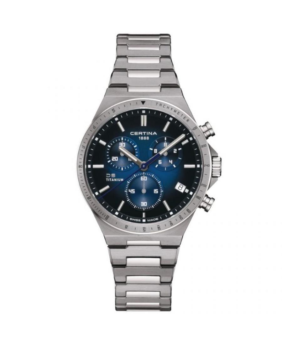 Mężczyźni klasyczny sportowy Luxury Szwajcar kwarcowy analogowe Zegarek Chronograf CERTINA C043.417.44.041.00 Niebieska Dial 41m
