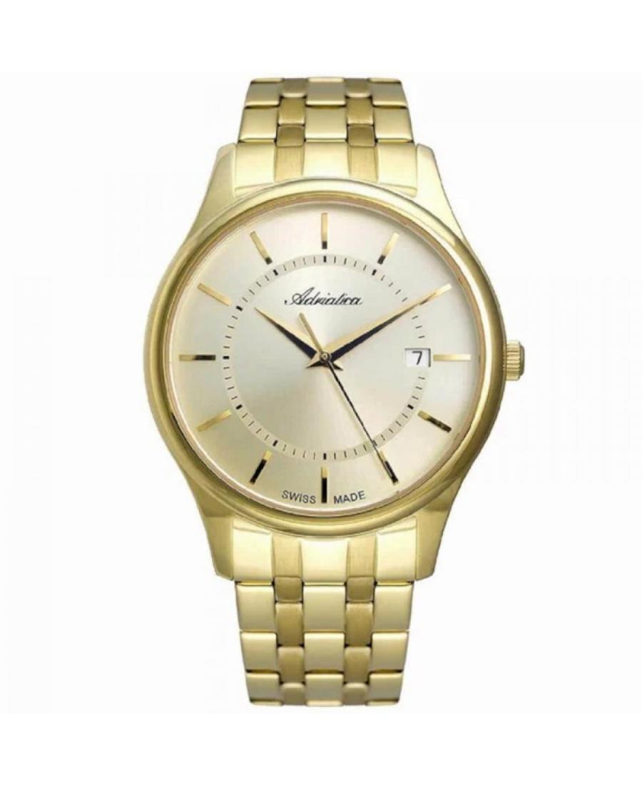 Men Swiss Classic Quartz Watch Adriatica A1279.1111Q Yellow Dial