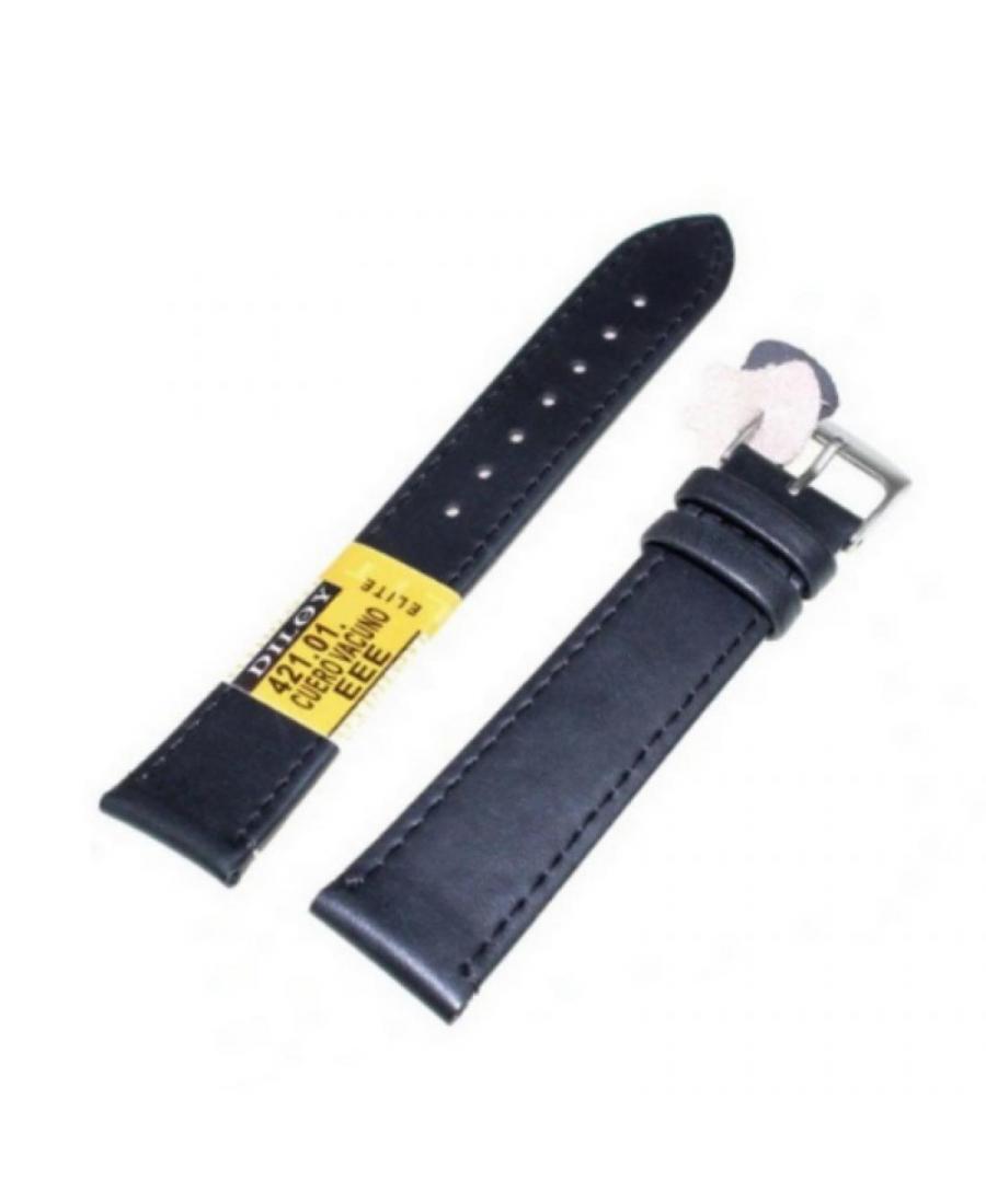 Watch Strap Diloy 421.01.14 Leather Black Skórzany Czarny 14 mm