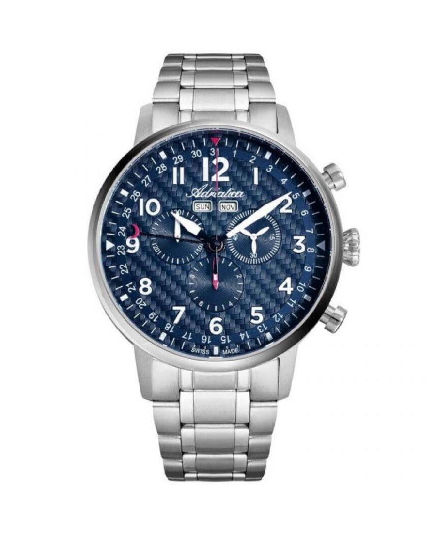 Mężczyźni klasyczny Szwajcar kwarcowy analogowe Zegarek Chronograf ADRIATICA A8308.5125CH Niebieska Dial 42mm
