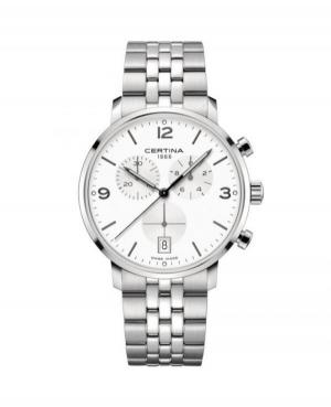 Men Classic Swiss Quartz Analog Watch Chronograph CERTINA C035.417.11.037.00 White Dial 42mm