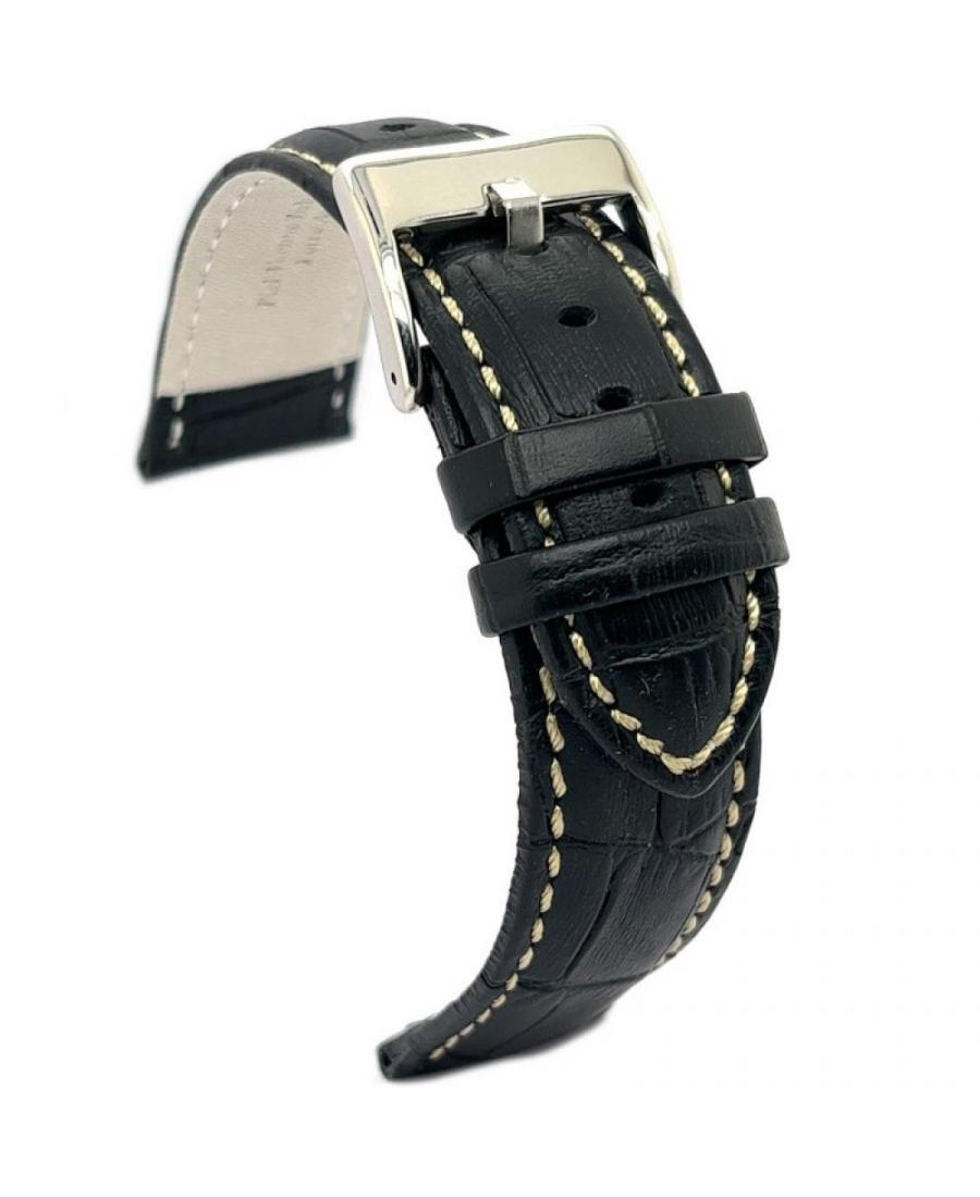 Watch Strap Diloy 378.01.22 Leather Black Czarny 22 mm