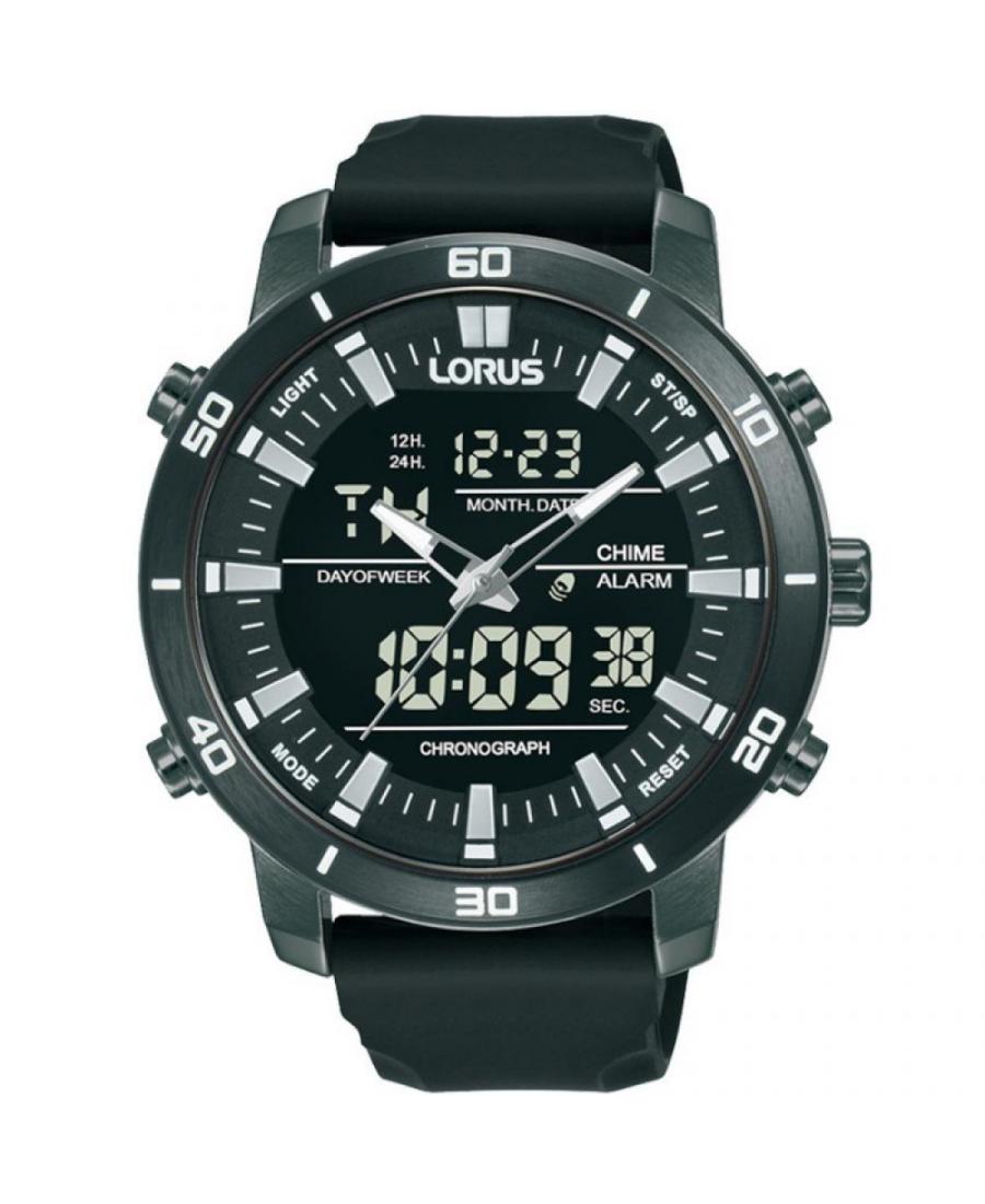 Men Sports Functional Quartz Digital Watch Alarm LORUS RW661AX-9 Black Dial 46mm