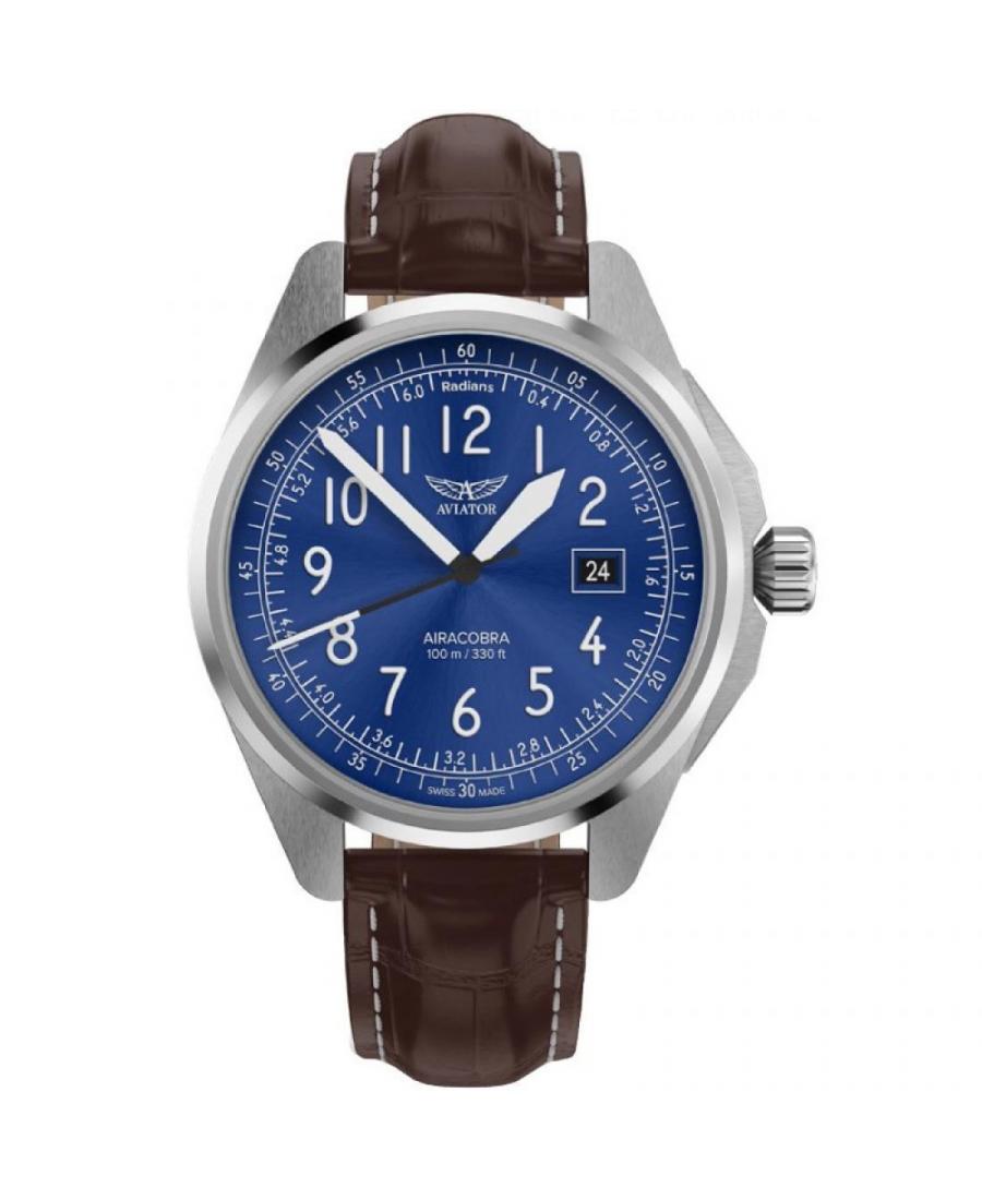 Men Swiss Classic Quartz Watch AVIATOR V.1.38.0.325.4 Blue Dial