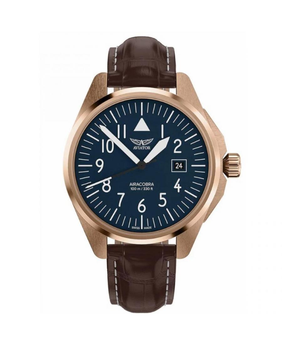 Men Swiss Classic Quartz Watch AVIATOR V.1.38.2.317.4 Blue Dial