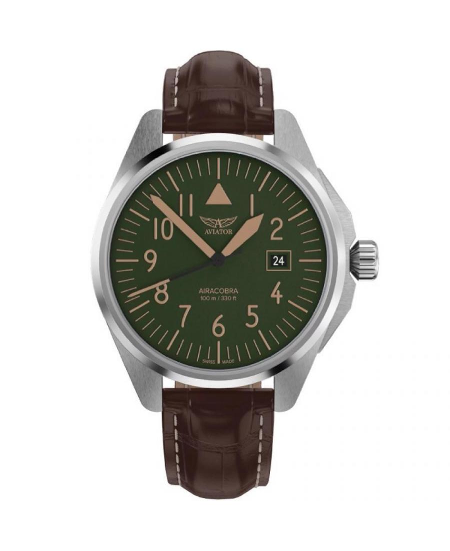 Mężczyźni Szwajcar klasyczny kwarcowy Zegarek AVIATOR V.1.38.0.330.4 Zielony Wybierz