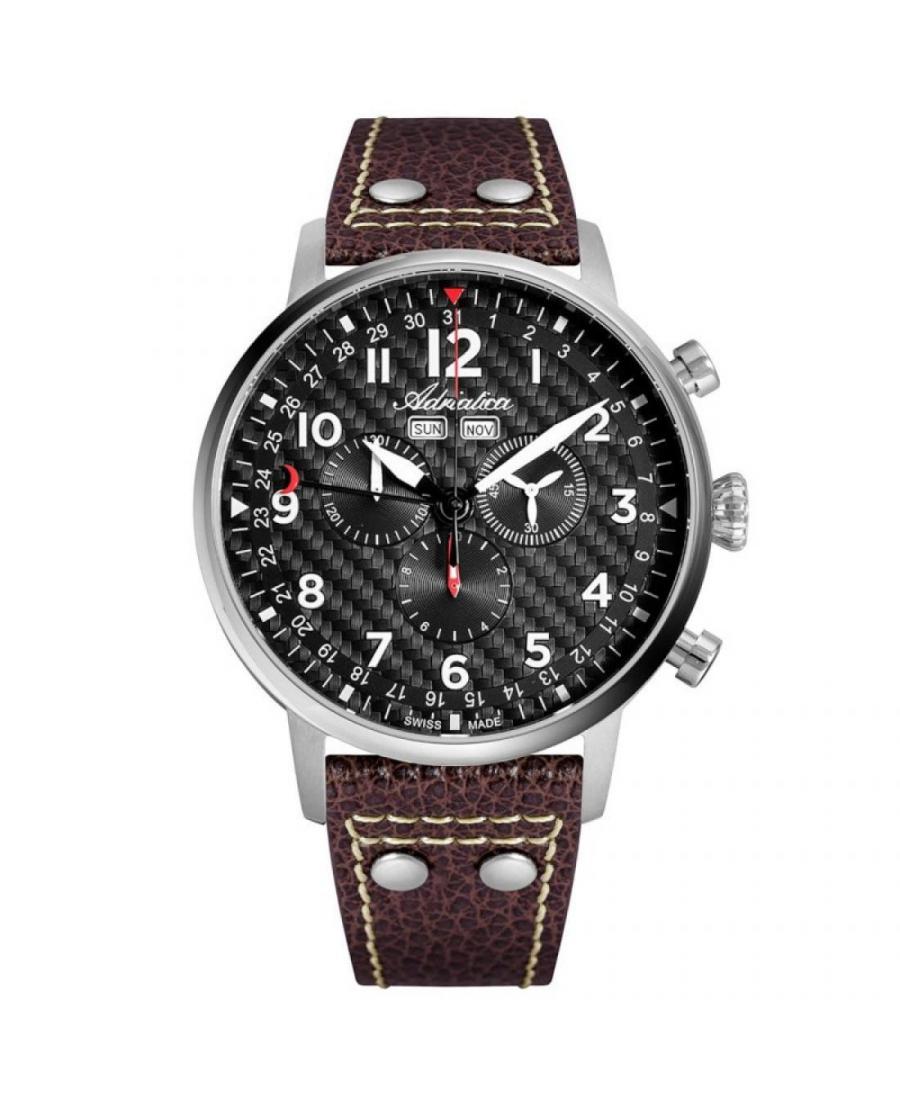 Men Classic Swiss Quartz Analog Watch Chronograph ADRIATICA A8308.5226CH Black Dial 42mm