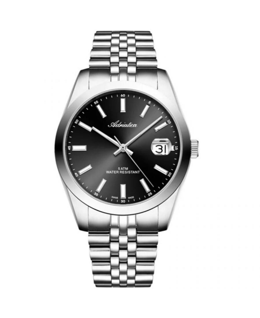 Mężczyźni klasyczny Szwajcar kwarcowy analogowe Zegarek ADRIATICA A1299.5114Q Srebrna Dial 39mm