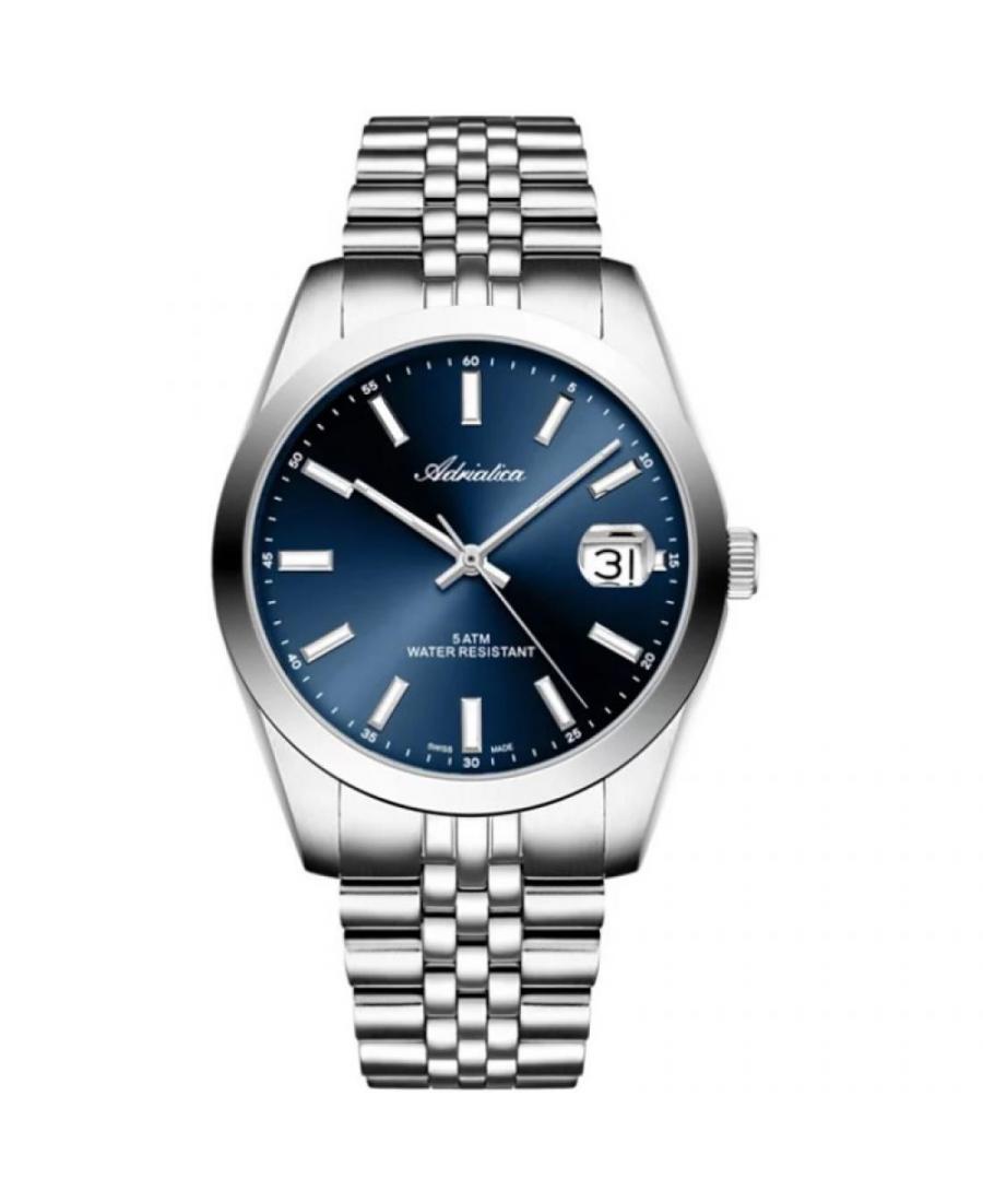 Men Classic Swiss Quartz Analog Watch ADRIATICA A1299.5115Q Blue Dial 39mm