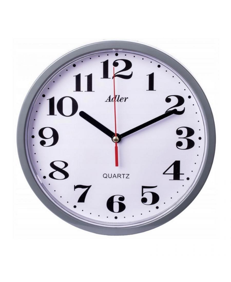 ADLER 30019 GREY Quartz Wall Clock Plastic Gray