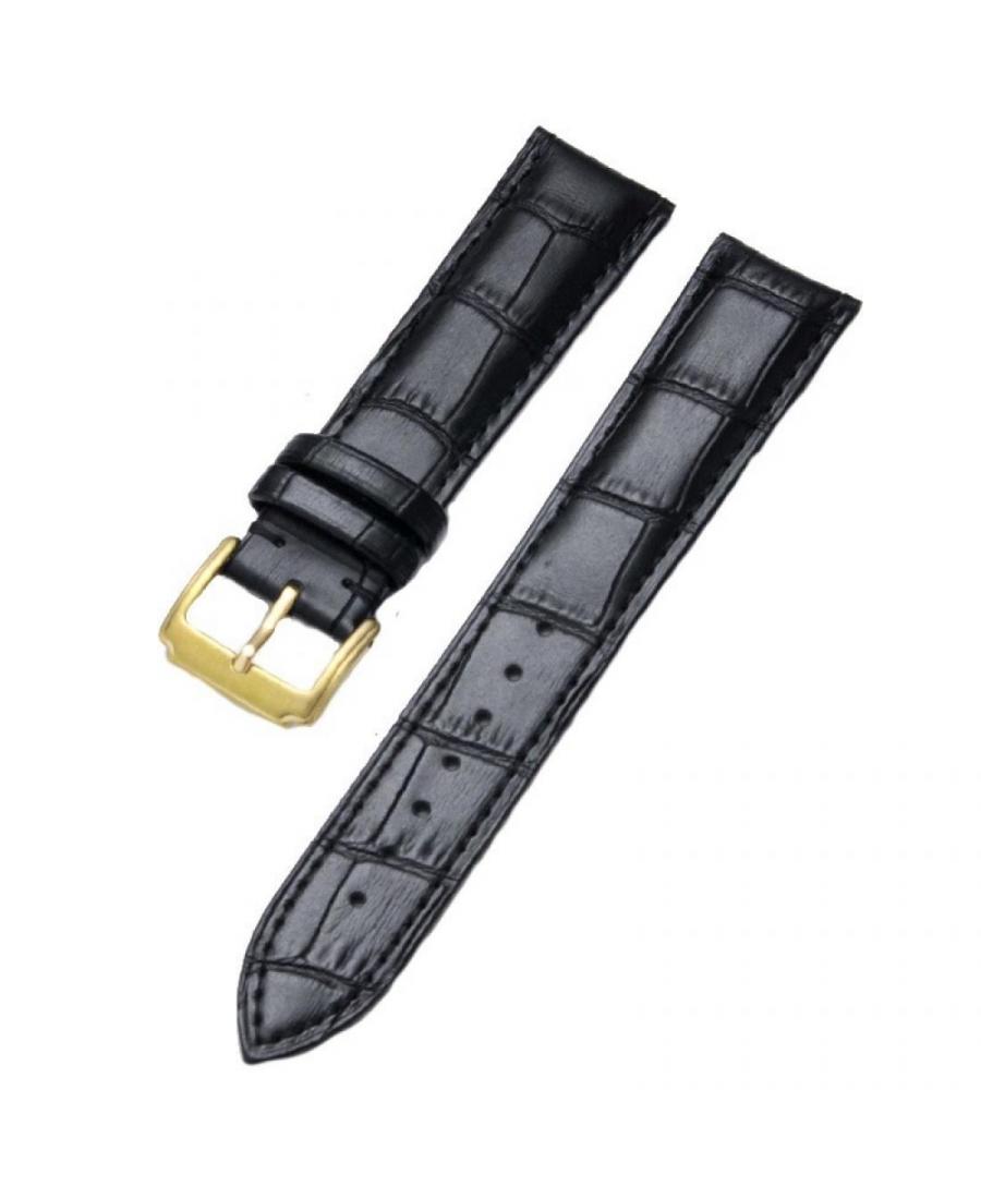 Julman leather watch strap for Julman 01.20.CR.GD Black 20 mm