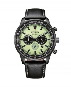 Men Classic Sports Japan Eco-Drive Analog Watch Chronograph CITIZEN CA4505-21X Green Dial 44mm