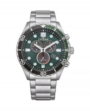 Men Sports Japan Eco-Drive Analog Watch CITIZEN AT2561-81X Green Dial 41.5mm