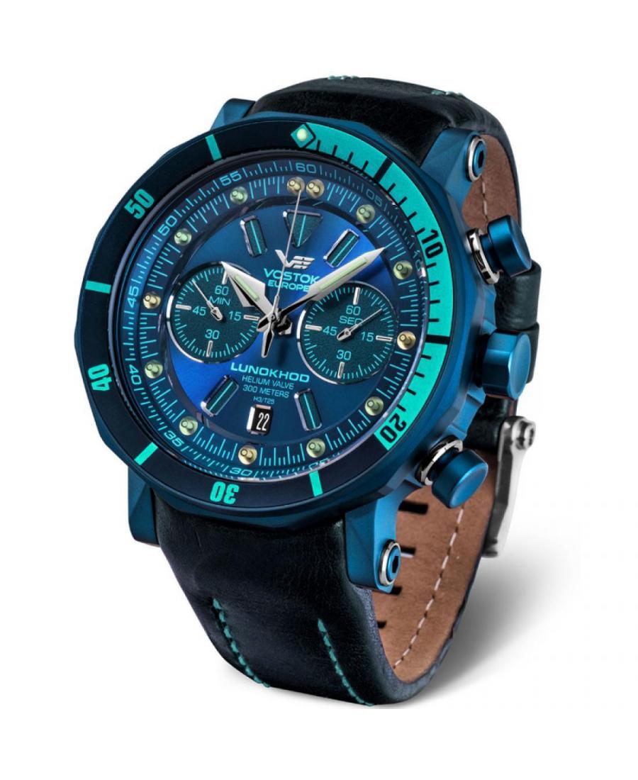 Men Sports Diver Luxury Quartz Analog Watch VOSTOK EUROPE 6S21-620E278 Blue Dial 48mm