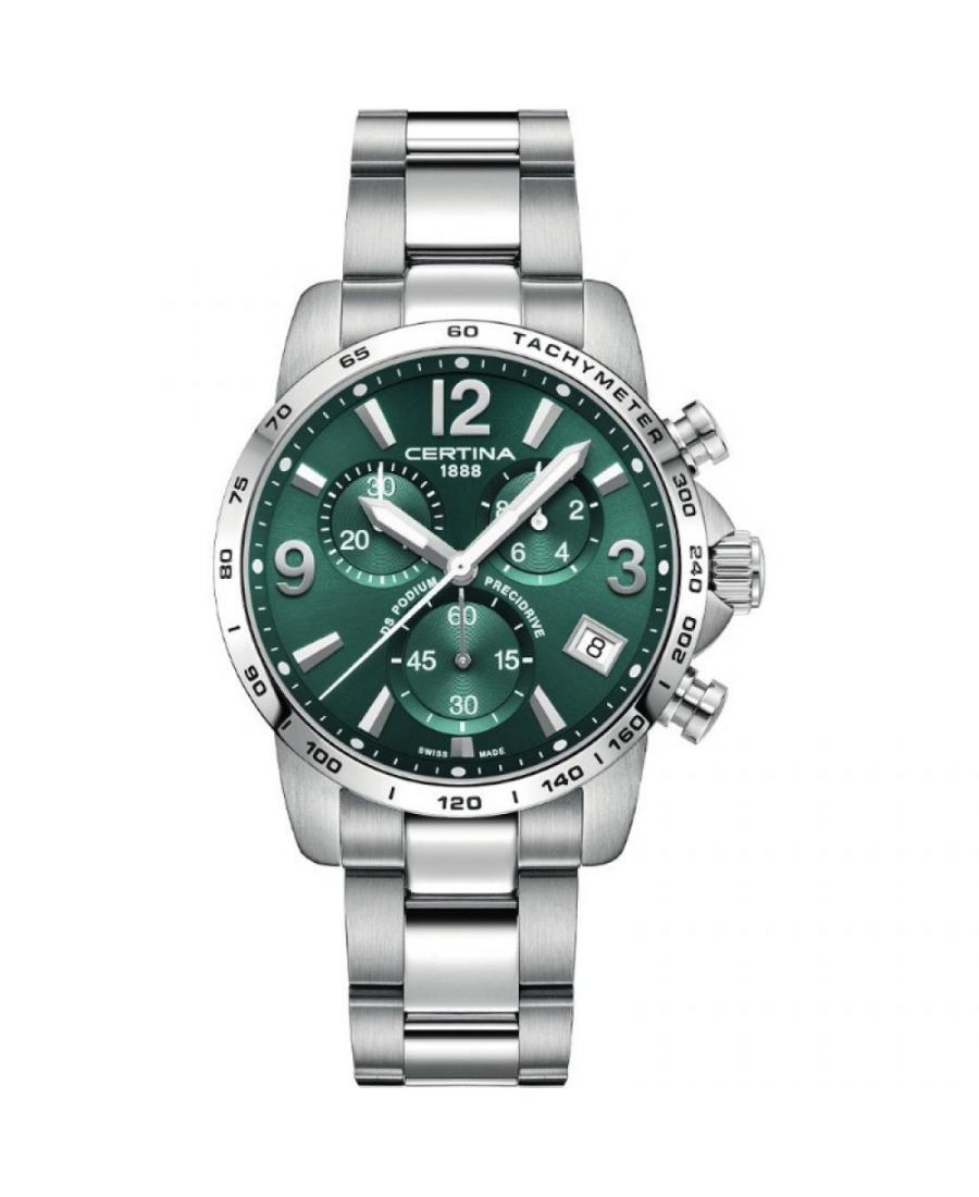 Men Fashion Classic Swiss Quartz Analog Watch Chronograph CERTINA C034.417.11.097.00 Green Dial 41mm