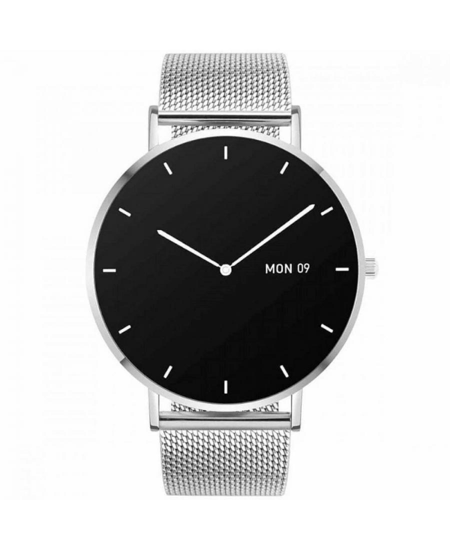 Men Fashion Sports Functional Smart watch Quartz Digital Watch GARETT Verona silver steel Black Dial 43mm