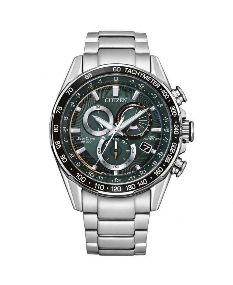 Men Classic Functional Diver Japan Eco-Drive Analog Watch Chronograph CITIZEN CB5914-89X Green Dial 43mm