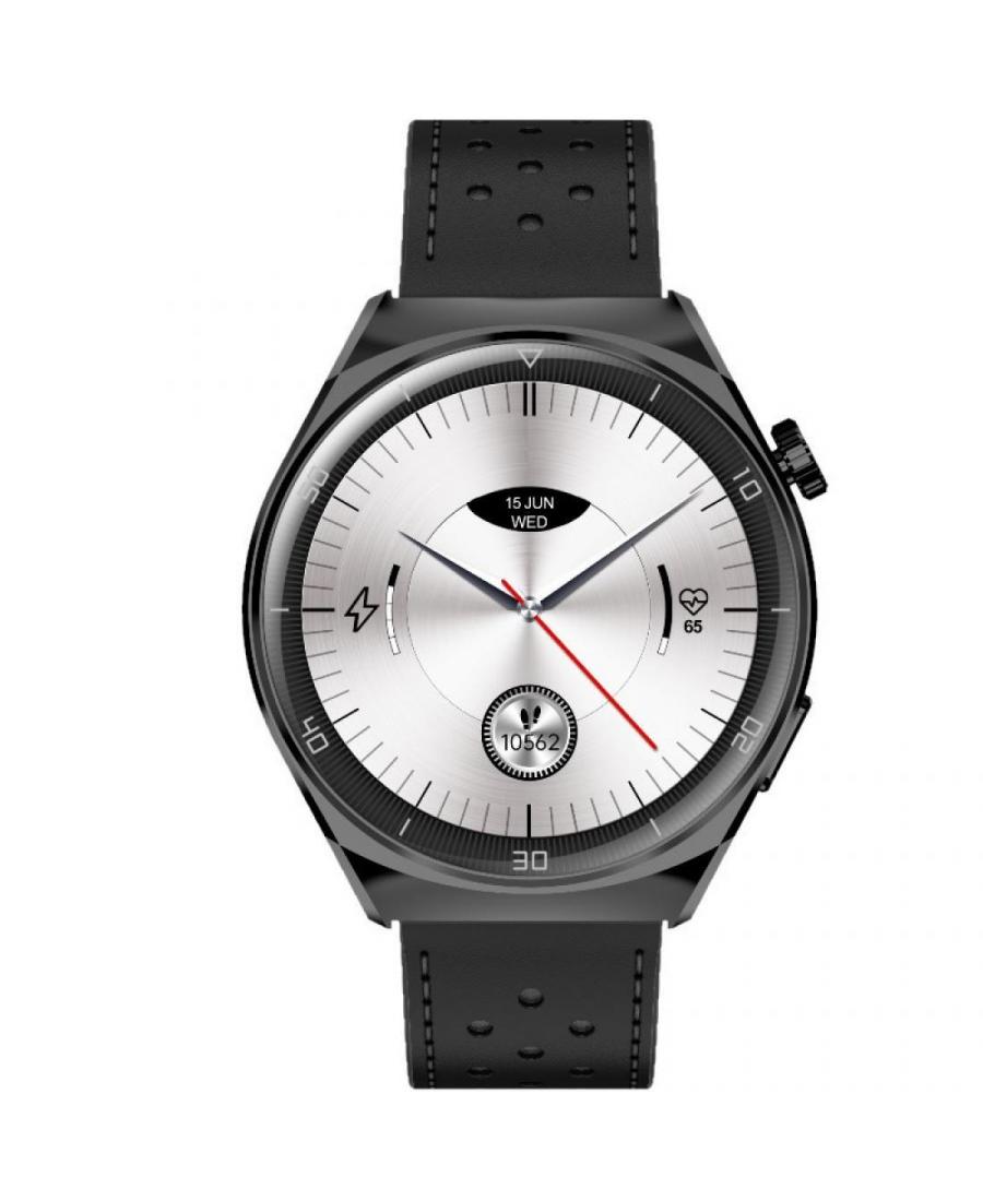 Men Fashion Sports Functional Smart watch Quartz Digital Watch GARETT V12 Black leather Black Dial 51mm