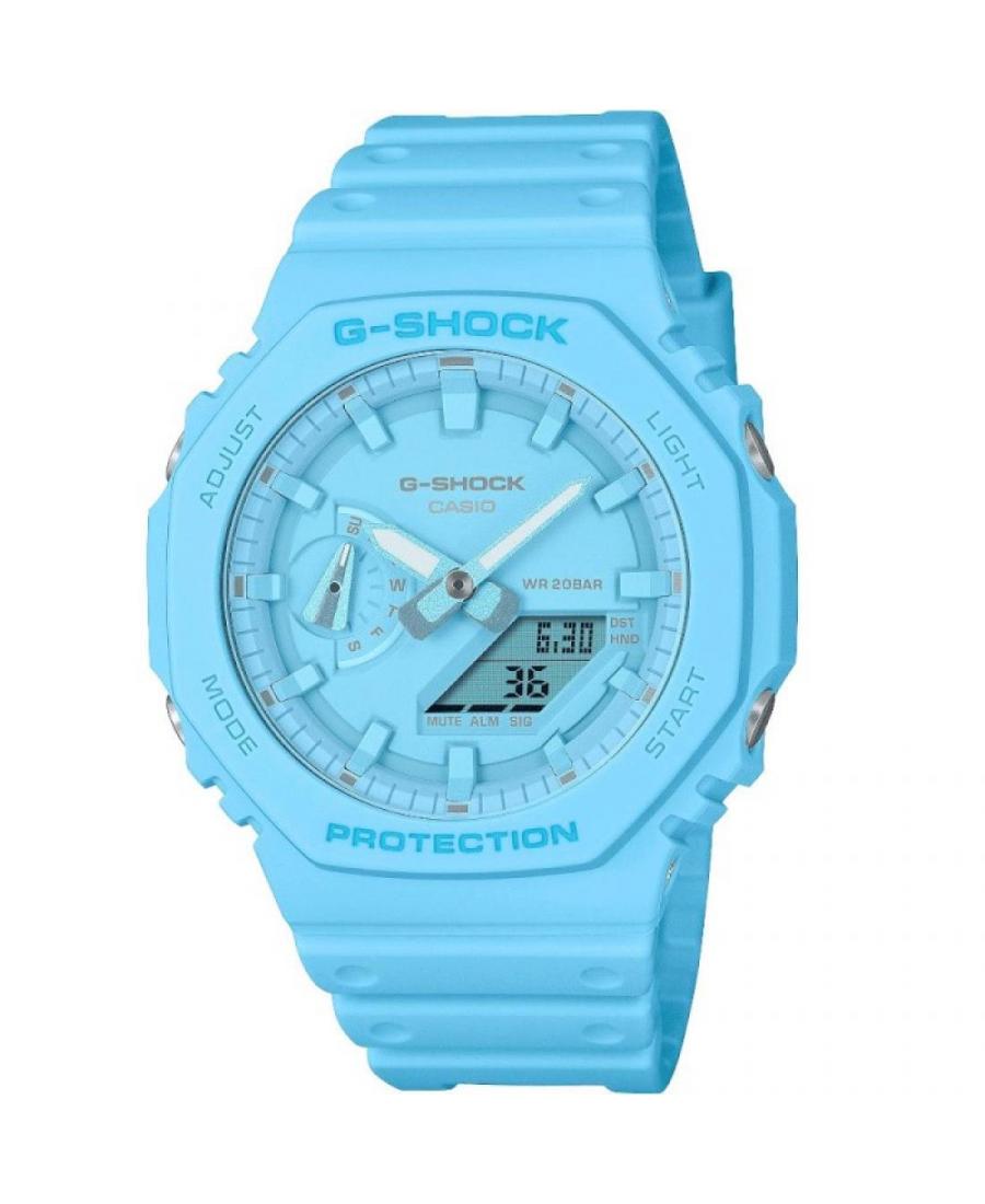 Men Sports Functional Diver Japan Quartz Digital Watch Timer CASIO GA-2100-2A2ER G-Shock Blue Dial 48mm