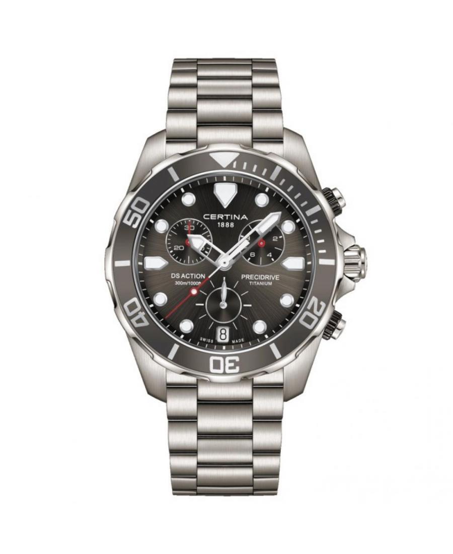 Men Fashion Diver Luxury Swiss Quartz Analog Watch Chronograph CERTINA C032.417.44.081.00 Black Dial 43mm