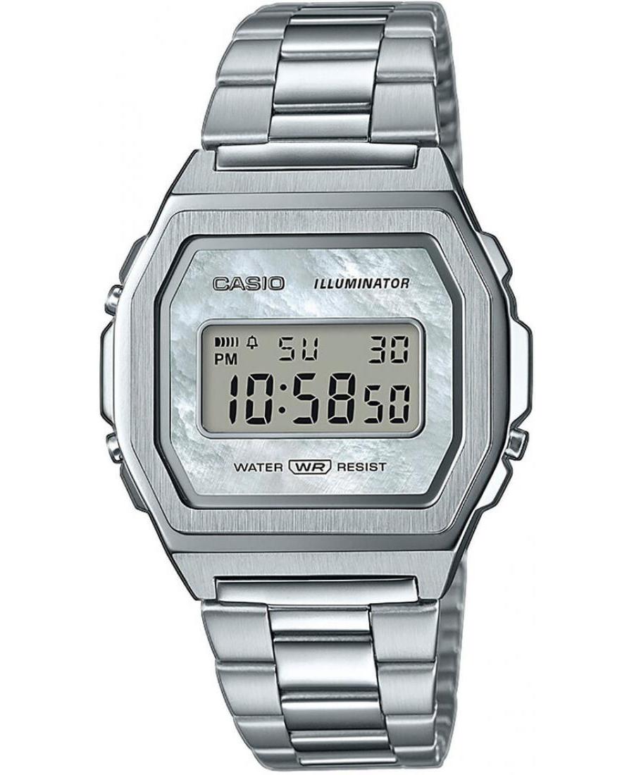 Men Fashion Sports Japan Quartz Digital Watch Alarm CASIO A1000D-7EF Mother of Pearl Dial 40mm