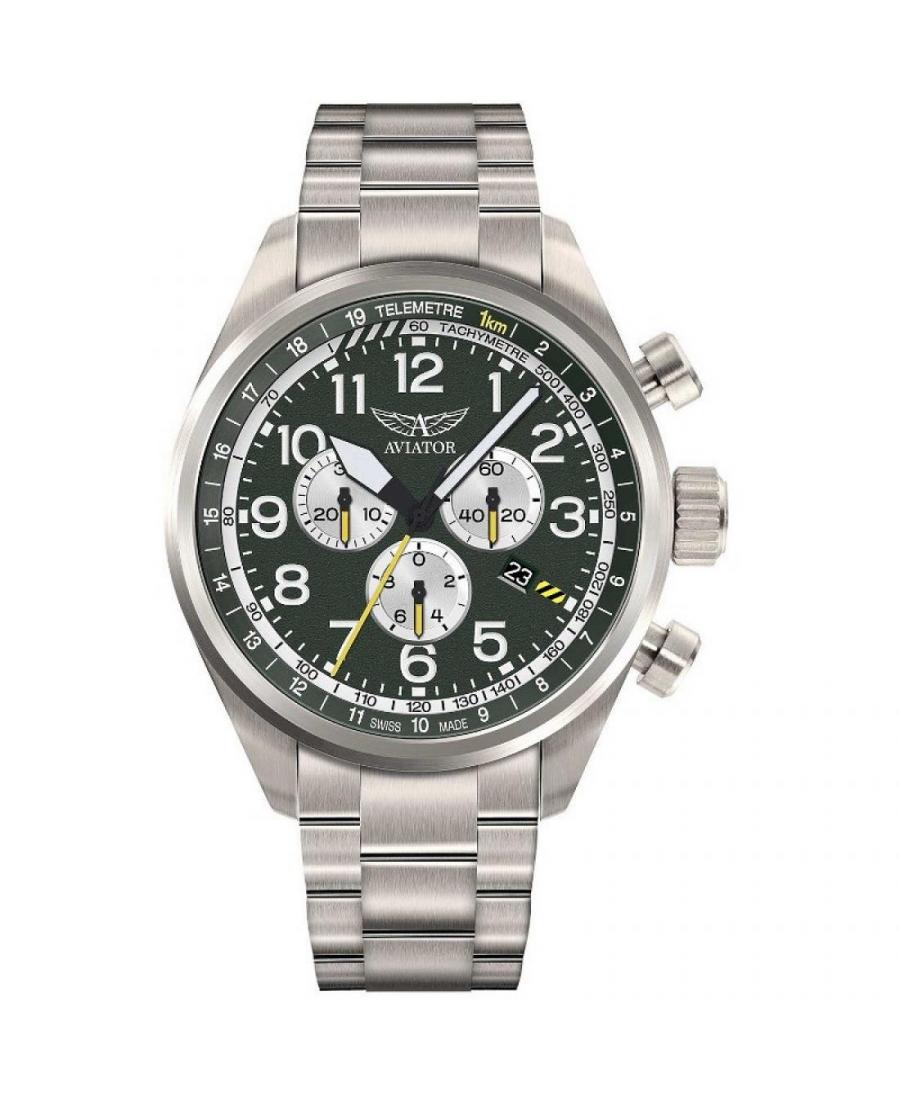 Buy Men Sports Swiss Quartz Watch Chronograph AVIATOR V.2.25.7.171.5 Green Dial 45mm Best price in store Vigriwatch