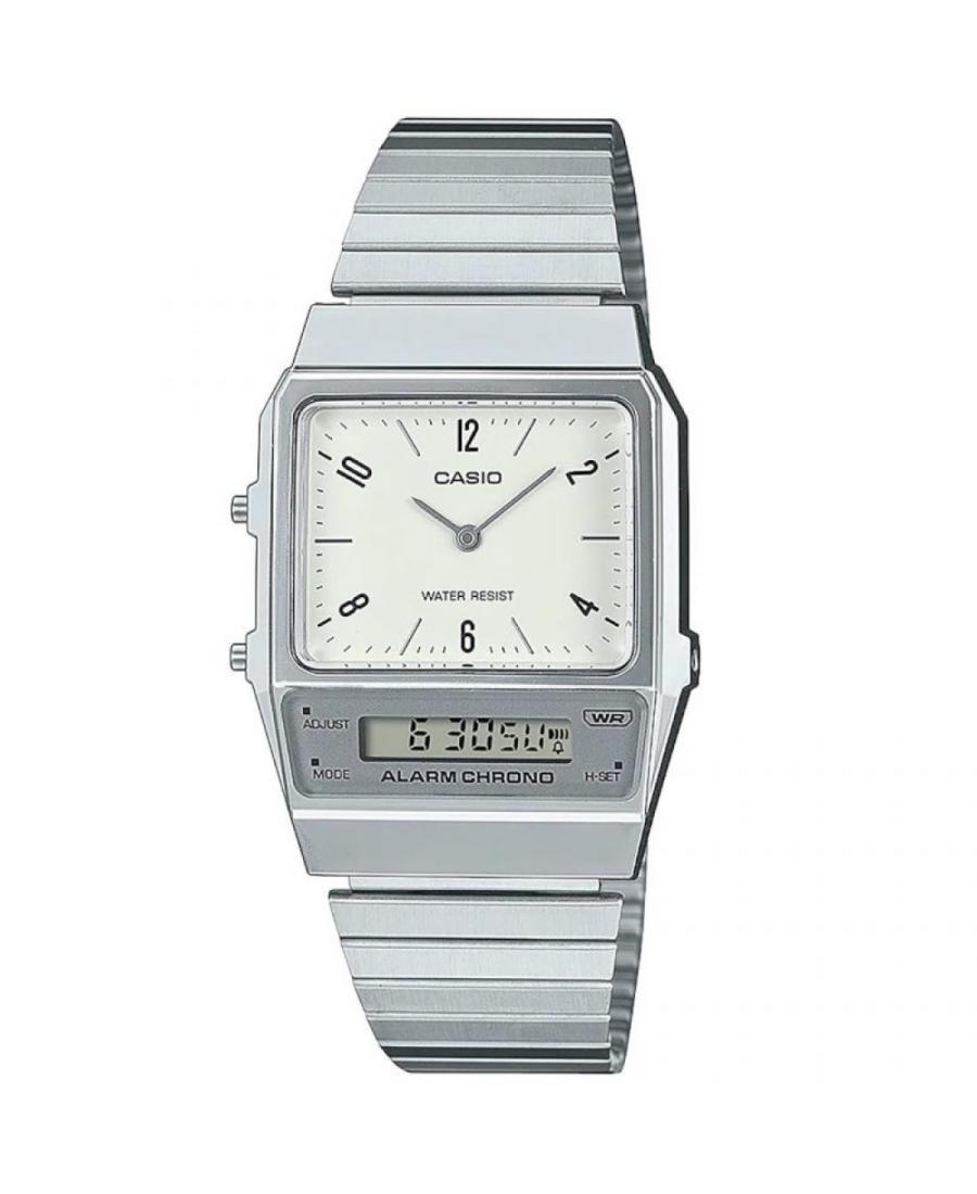 Men Classic Functional Japan Quartz Digital Watch Alarm CASIO AQ-800E-7A2EF White Dial 40.5mm