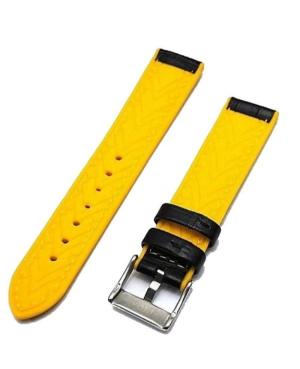 Watch Strap Diloy 420.55.24 Silicone Yellow Silikonas Juoda Geltona 20 mm image 2