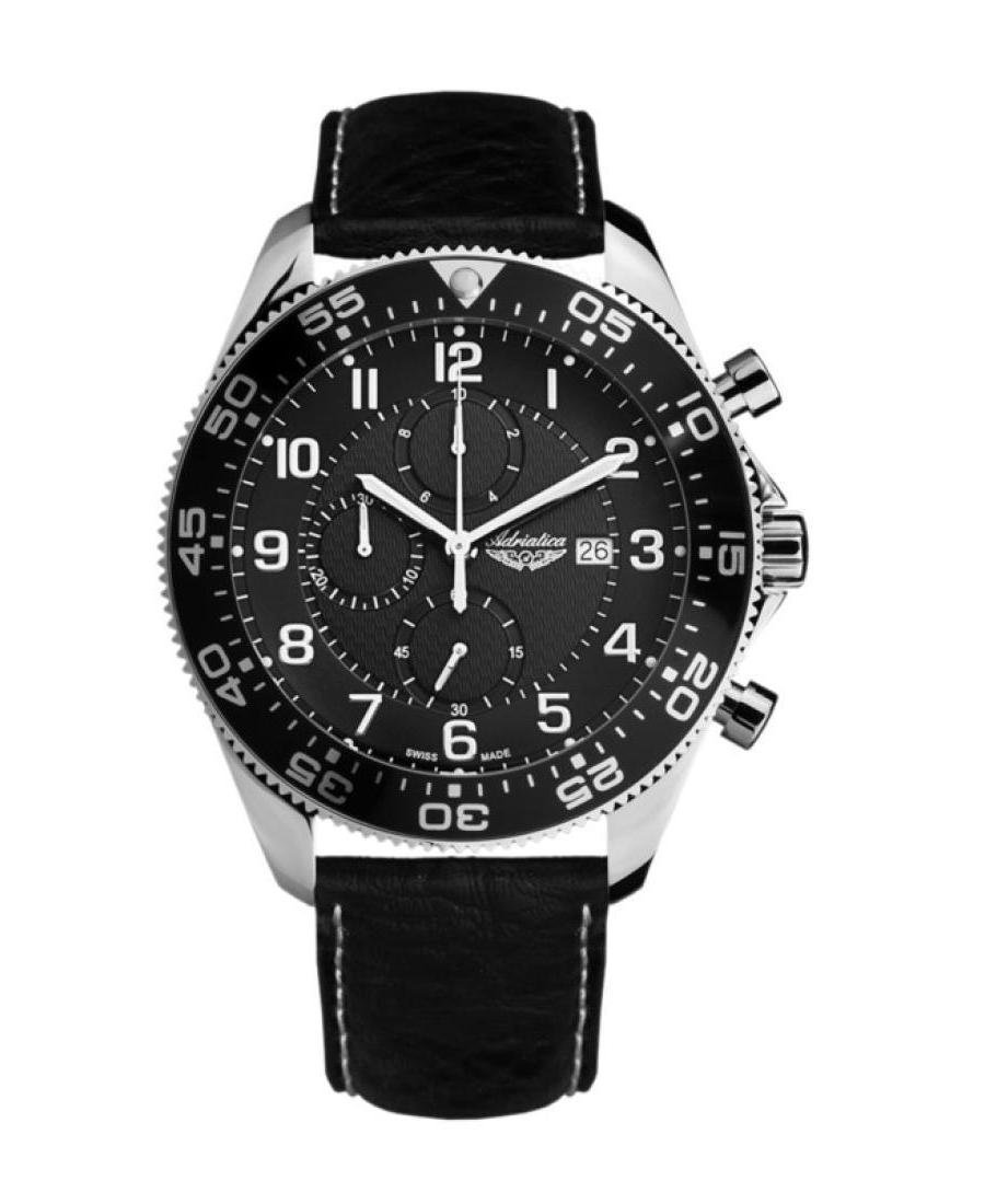 Vyriškas Classic Analog Swiss Kvarcinis Watch Chronograph ADRIATICA Juodas Dial 48mm A1147.5224CH
