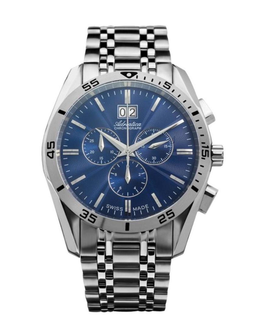 Men Classic Analog Swiss Quartz Watch Chronograph ADRIATICA Modrá Dial 45mm A8202.5115CH