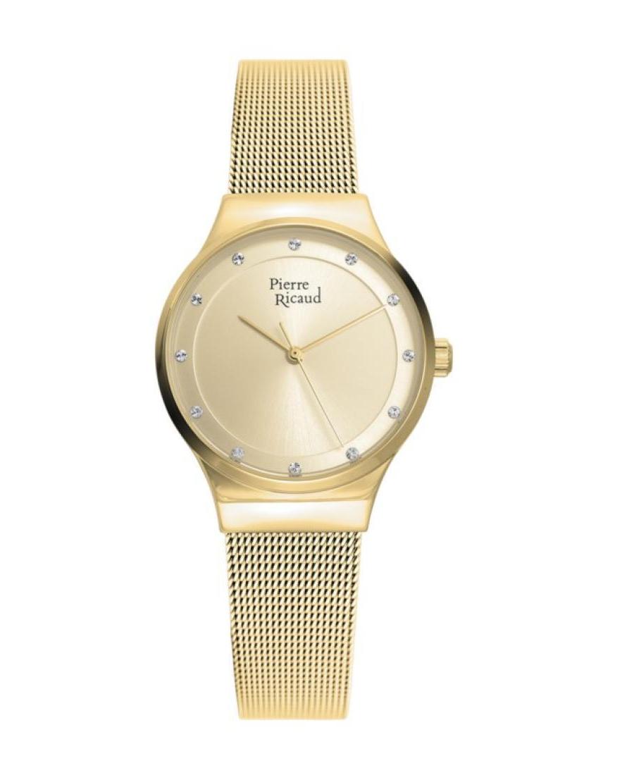 Women Classic Analog Quartz Watch PIERRE RICAUD Gold color Dial 32.1mm P22038.1141Q