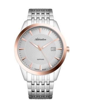 Men Classic Analog Klassisch Swiss Quartz Watch ADRIATICA Silver color Dial 40mm A1288.R117Q