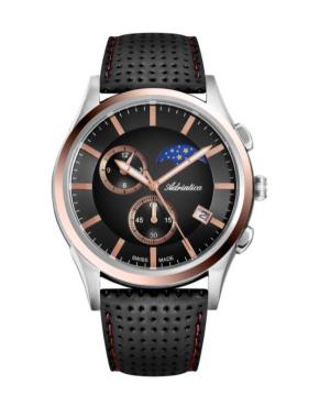 Men Classic Analog Klassisch Swiss Quartz Watch Chronograph ADRIATICA Schwarz Dial 46mm A8282.R214CH