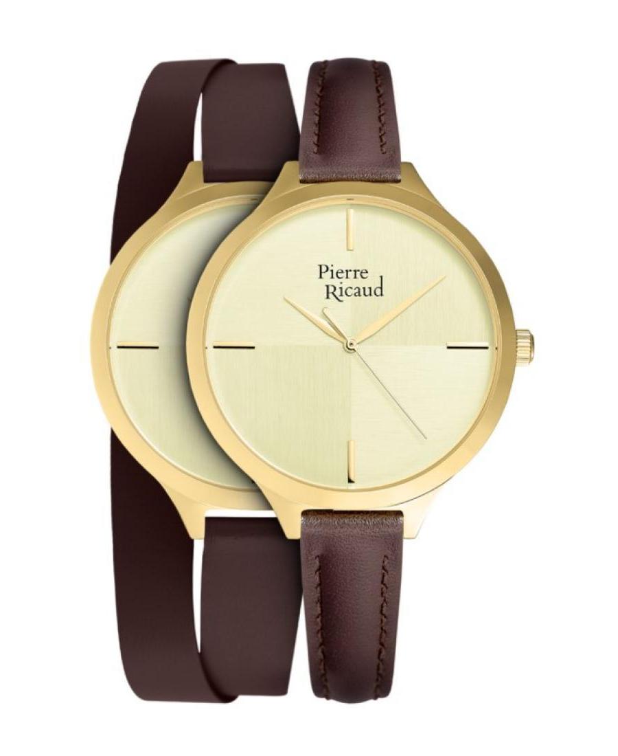 Women Classic Analog Quartz Watch PIERRE RICAUD Gold color Dial P22005.1B11LQ/T - SET