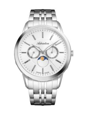 Men Classic Analog Swiss Quartz Watch ADRIATICA Silver Dial 42mm A8306.5113QF