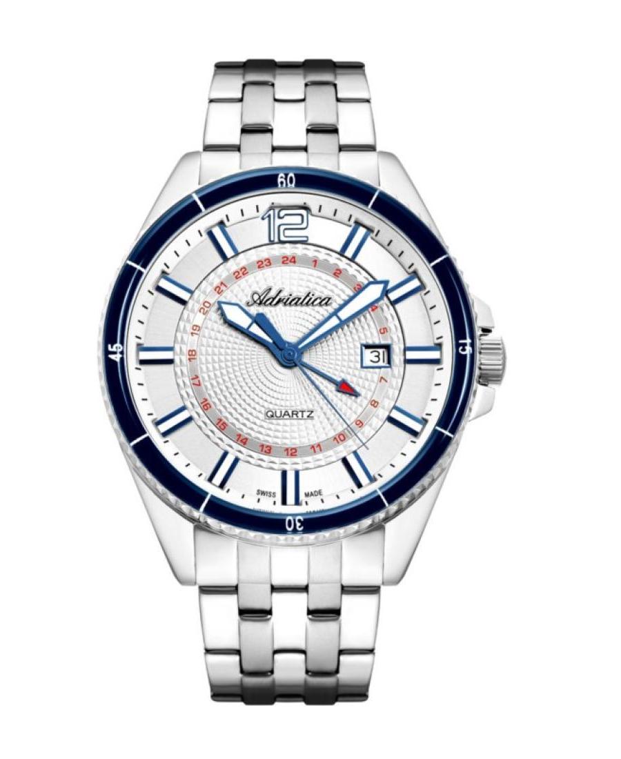 Men Classic Analog Swiss Quartz Watch ADRIATICA Silver Dial 47mm A8318.T1B3Q