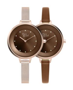 Women Classic Analog Quartz Watch PIERRE RICAUD Braun Dial P22039.914GQ - SET/T