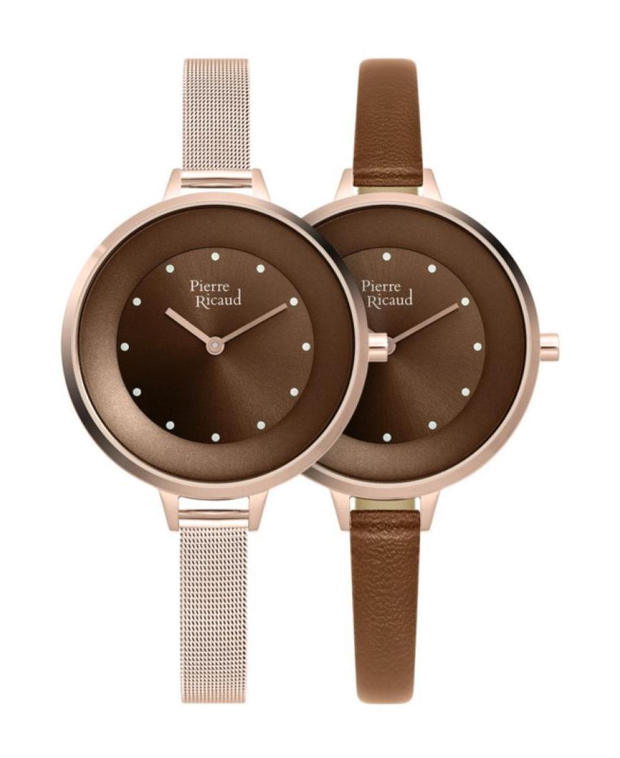 Women Classic Analog Quartz Watch PIERRE RICAUD Braun Dial P22039.914GQ - SET/T