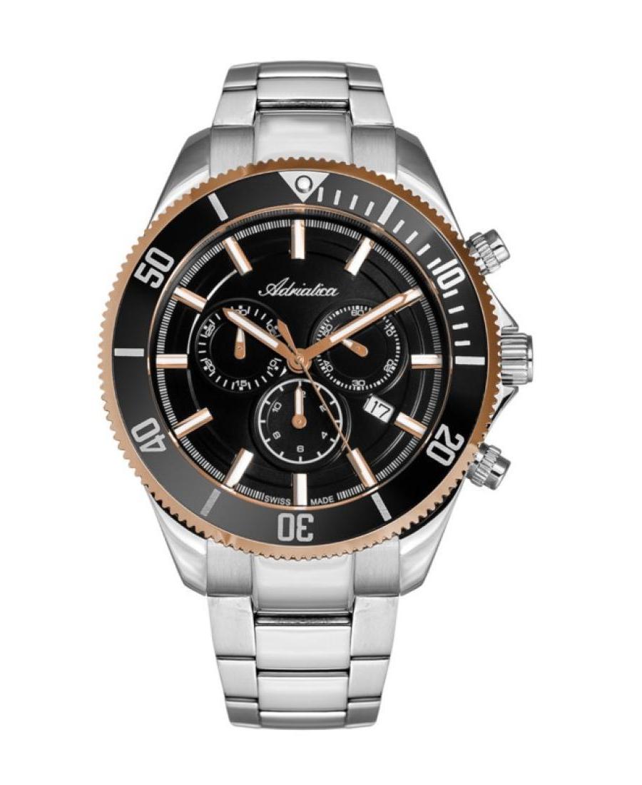 Men Classic Analog Klassisch Swiss Quartz Watch Chronograph ADRIATICA Schwarz Dial 45mm A1139.R114CHN