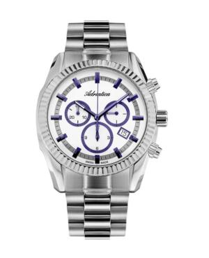 Men Classic Analog Swiss Quartz Watch Chronograph ADRIATICA Silver Dial 42mm A8210.51B3CH
